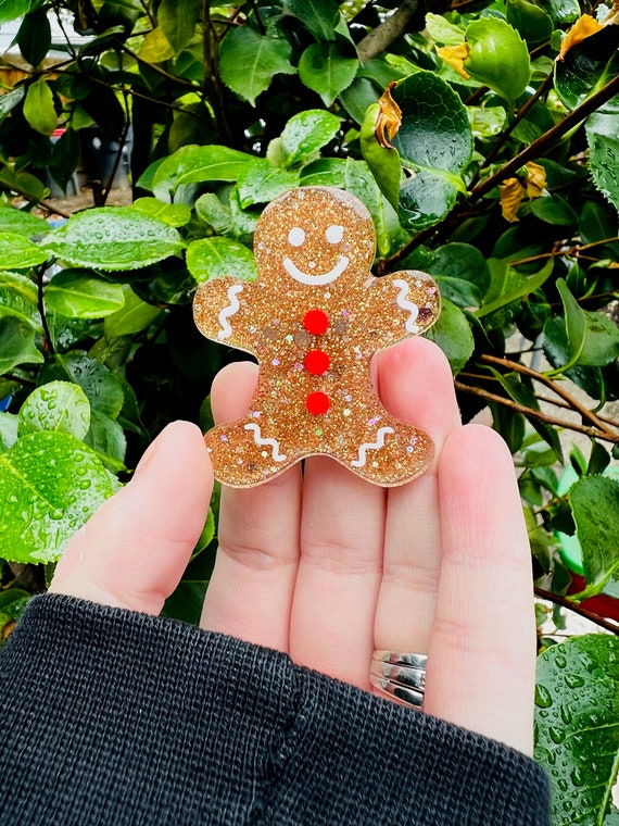 Gingerbread Man Fridge Magnet, or Badge Reel, Christmas Magnet