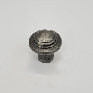Domed Knob with Circular Rings Antique Iron 25mm