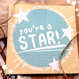 Cartes de voeux - Vous êtes une star ! - Papier écologique 148 mm avec enveloppe kraft recyclée