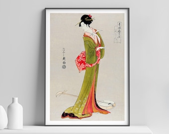 Japanese Wall Art Print, Itsutomi by Eishi Hosoda, Ukiyo-e Living Room Decor, Housewarming Gift