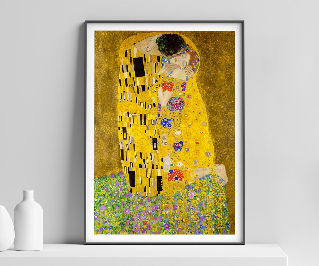 The Kiss Gustav Klimt Print, Gold Romantic Wall Art, Wedding Gift Idea ...