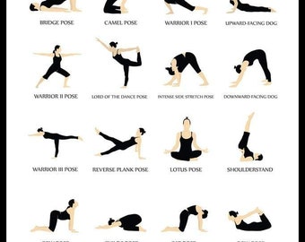 yoga pose chart etsy