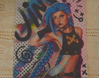 Jinx! 8.5" x 11" Art Print by MahalMadeCo;  Arcane League of Legends Fan Art