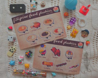 Filipino Food Plushie Sticker Sheets 6” x 4” Matte Weatherproof by MahalMadeCo
