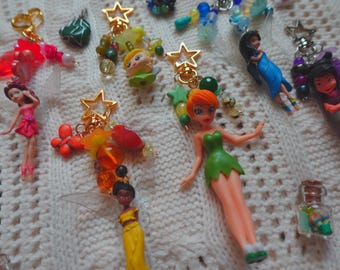 Tinker Bell and Friends Fairy Upcycled Toy Fairies Keychains