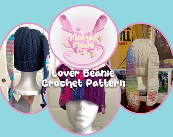 Lover Beanie CROCHET PATTERN by MahalMadeCo (Not a Finished Physical Product) Kpop Inspired 2-in-1 Bunny Cat Animal Heart Star Beanies