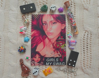 Swag Lara Fan Art 4 in. x 6 in. Mini Portrait Study and Trinket Border Print