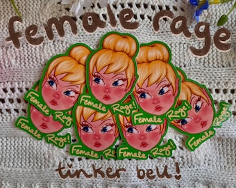 Tinker Bell Fairy 'Female Rage' 3" Sticker by MahalMadeCo