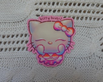 kattenliefhebber - 7,5 cm glittersticker