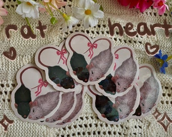 Pegatina de meme de pareja con corazón de rata de 3 pulgadas de MahalMadeCo