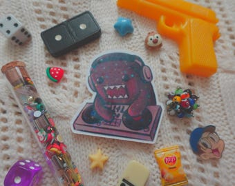 DJ Turntable Domo-Inspired Fan Art Die-Cut 3" Sticker by MahalMadeCo