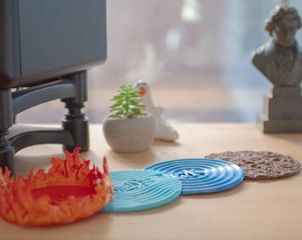 Elemental Coasters | Four Elements Coasters | Artistic Designer Coasters | Water Earth Fire Air | Avatar Coasters | 3D PRINTED