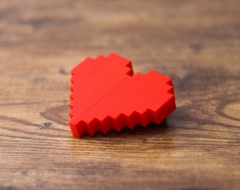 8-Bit Heart USB | Retro Heart Usb Flash Drive 64 Gb | Digital Heart Usb | Heart Shaped Usb | Pixel Heart USB | 3D PRINTED