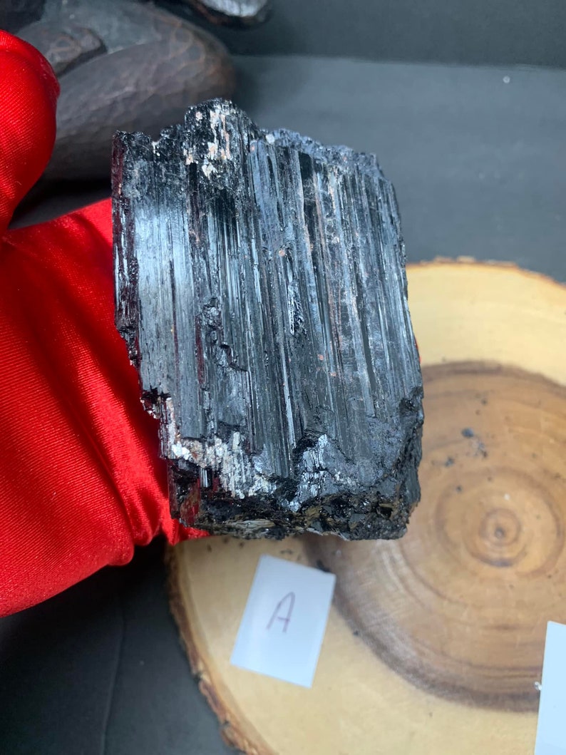 Rough Black Tourmaline Stone, Extra Large, Chunk Log Raw, Protection Grounding, High Quality Stone B is the only one left image 5