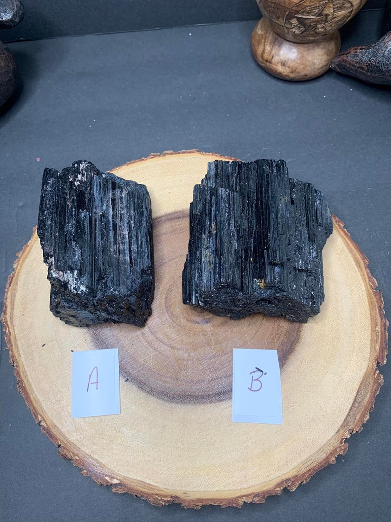 Rough Black Tourmaline Stone, Extra Large, Chunk Log Raw, Protection Grounding, High Quality Stone B is the only one left image 1