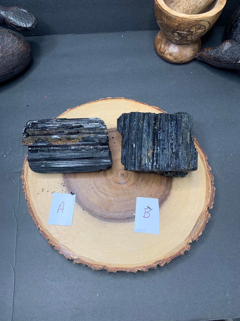 Rough Black Tourmaline Stone, Extra Large, Chunk Log Raw, Protection Grounding, High Quality Stone B is the only one left image 2