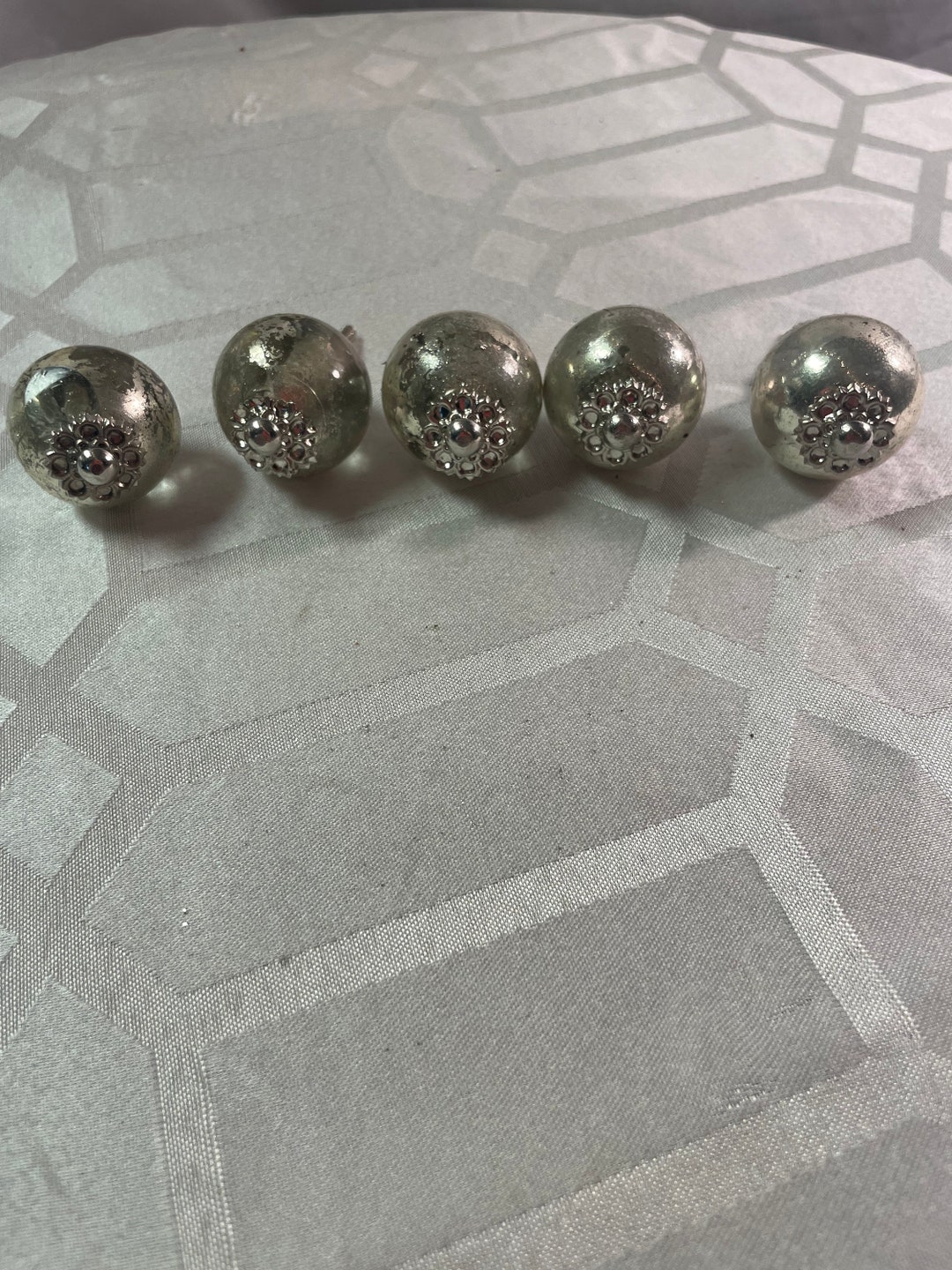 Vintage Mercury Glass Drawer Knobs Etsy