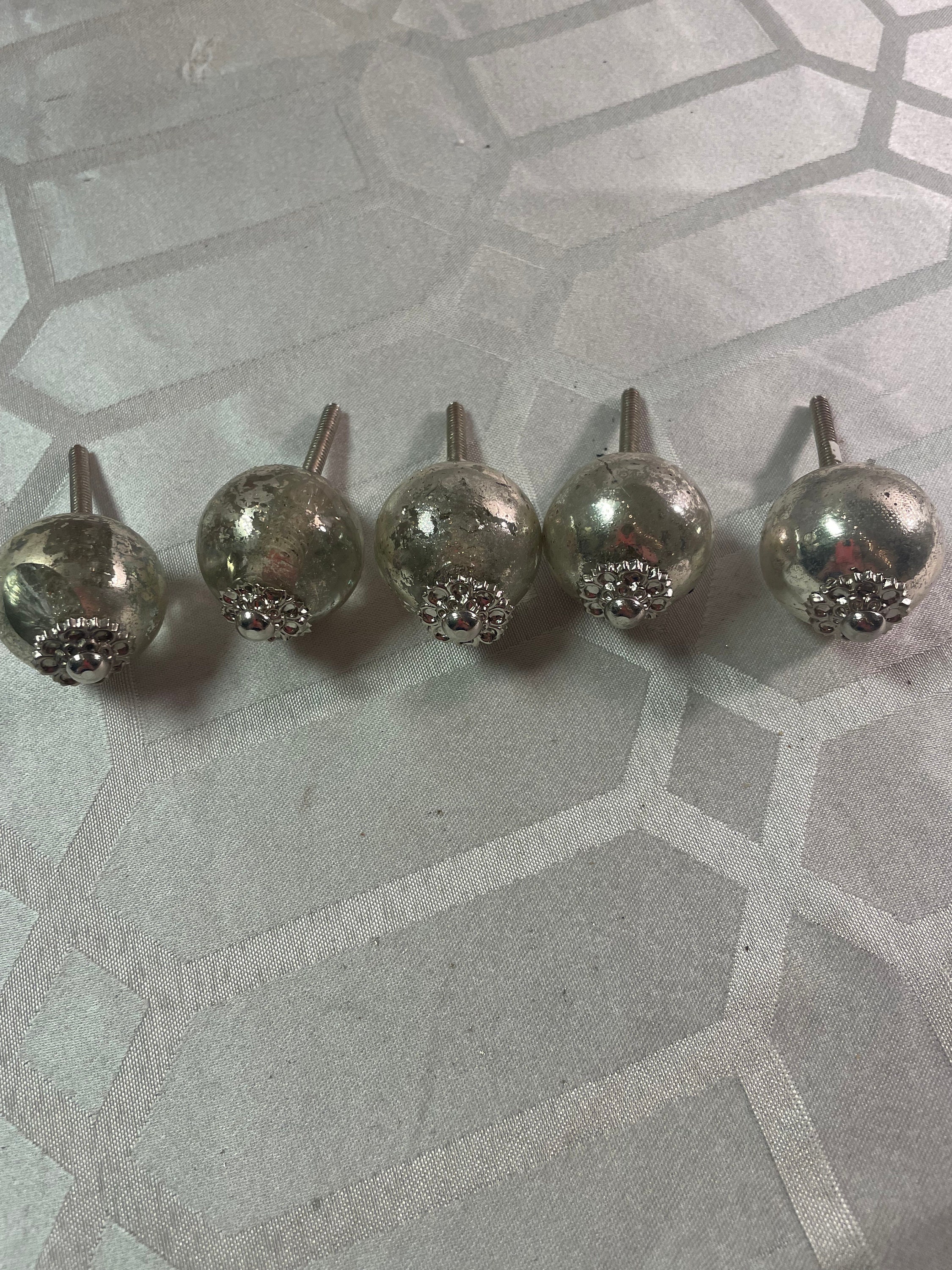 Vintage Mercury Glass Drawer Knobs Etsy