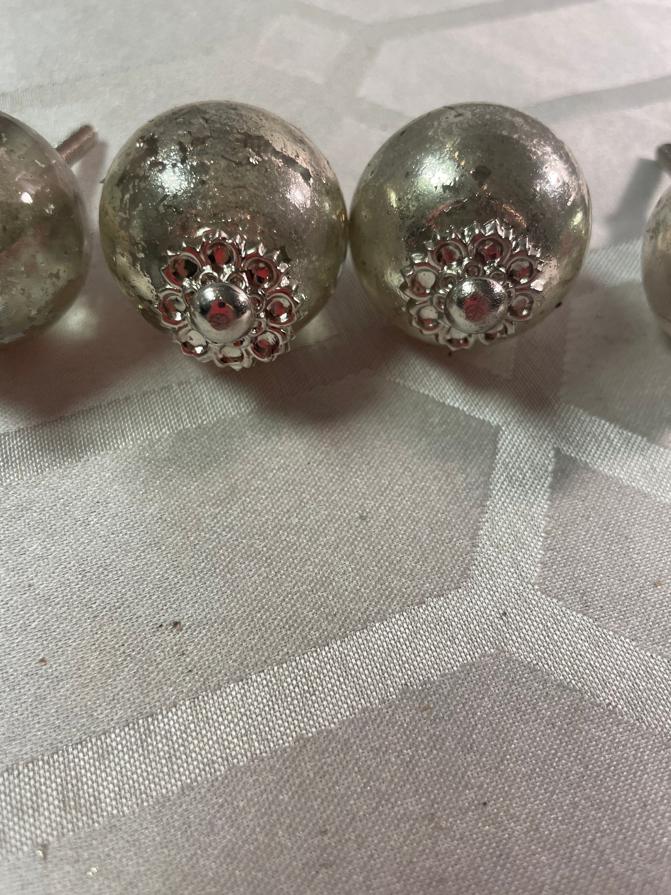Vintage Mercury Glass Drawer Knobs Etsy