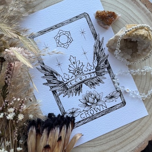 CROWN CHAKRA Tarot Card A5 Art Print Only Spiritual Celestial Astronomy Boho wall décor