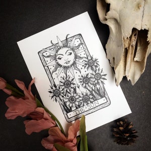 Carte de tarot LE SOLEIL, impression d'art A5 uniquement, décoration murale bohème pour l'astronomie céleste