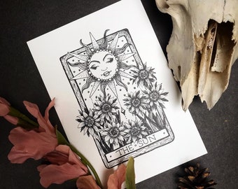 THE SUN Tarot Card A5 Art Print Only Celestial Astronomy Boho wall décor