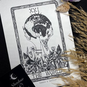 XXl DIE WELT Tarot Karte A5 Art Print Nur Himmlische Astronomie Boho Wanddeko