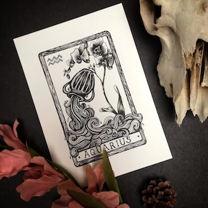 WASSERMANN Sternzeichen Tarot Karte A5 Kunstdruck Nur Himmlische Astronomie Boho-Wanddekor