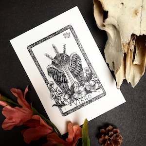 VIRGO Sternzeichen Tarot Karte A5 Kunstdruck Nur Himmlische Astronomie Boho-Wanddekor