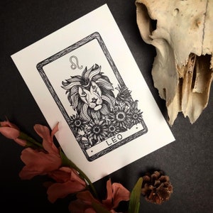 Carte de tarot du zodiaque Lion A5, impression d'art uniquement, décoration murale bohème pour l'astronomie céleste