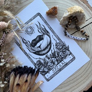 SACRAL CHAKRA Tarot Card A5 Art Print Only Spiritual Celestial Astronomy Boho wall décor