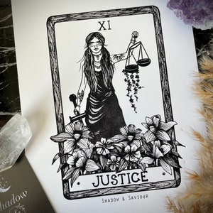 XL JUSTICE Tarotkaart A5 Art Print alleen Major Arcana Celestial Astronomy Boho wanddecoratie
