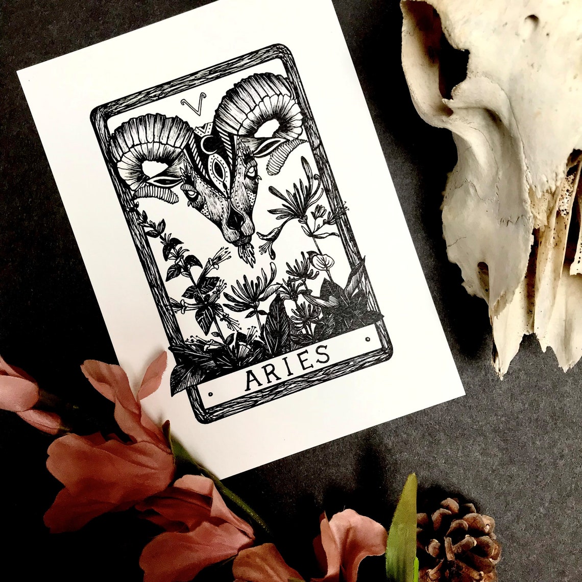 ARIES Zodiac Tarot Card A5 Art Print Only Celestial Astronomy Etsy