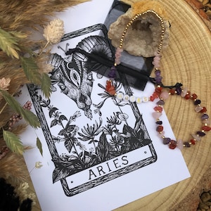 ARIES Zodiac Tarot Card A5 Art Print Only Celestial Astronomy Boho wall décor