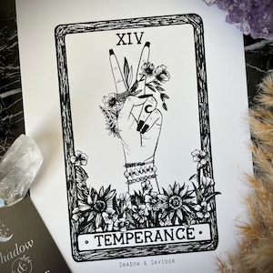 XL TEMPERANCE Tarotkaart A5 Art Print alleen Major Arcana Celestial Astronomy Boho wanddecoratie