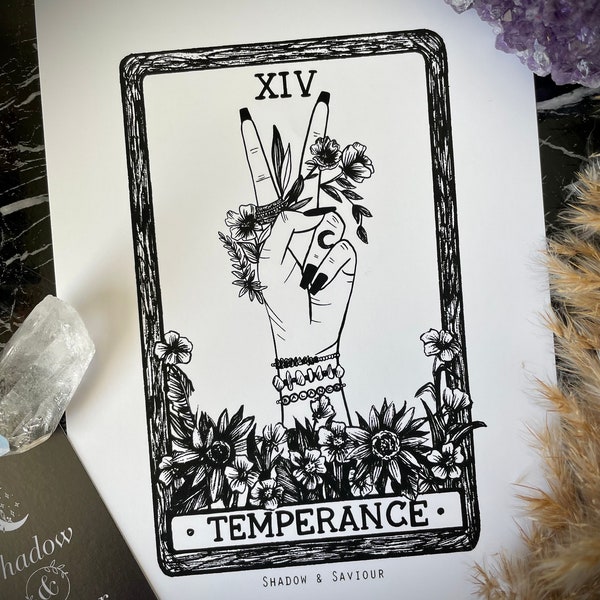 XlV TEMPERANCE Tarot Card A5 Art Print Only Major Arcana Celestial Astronomy Boho wall décor