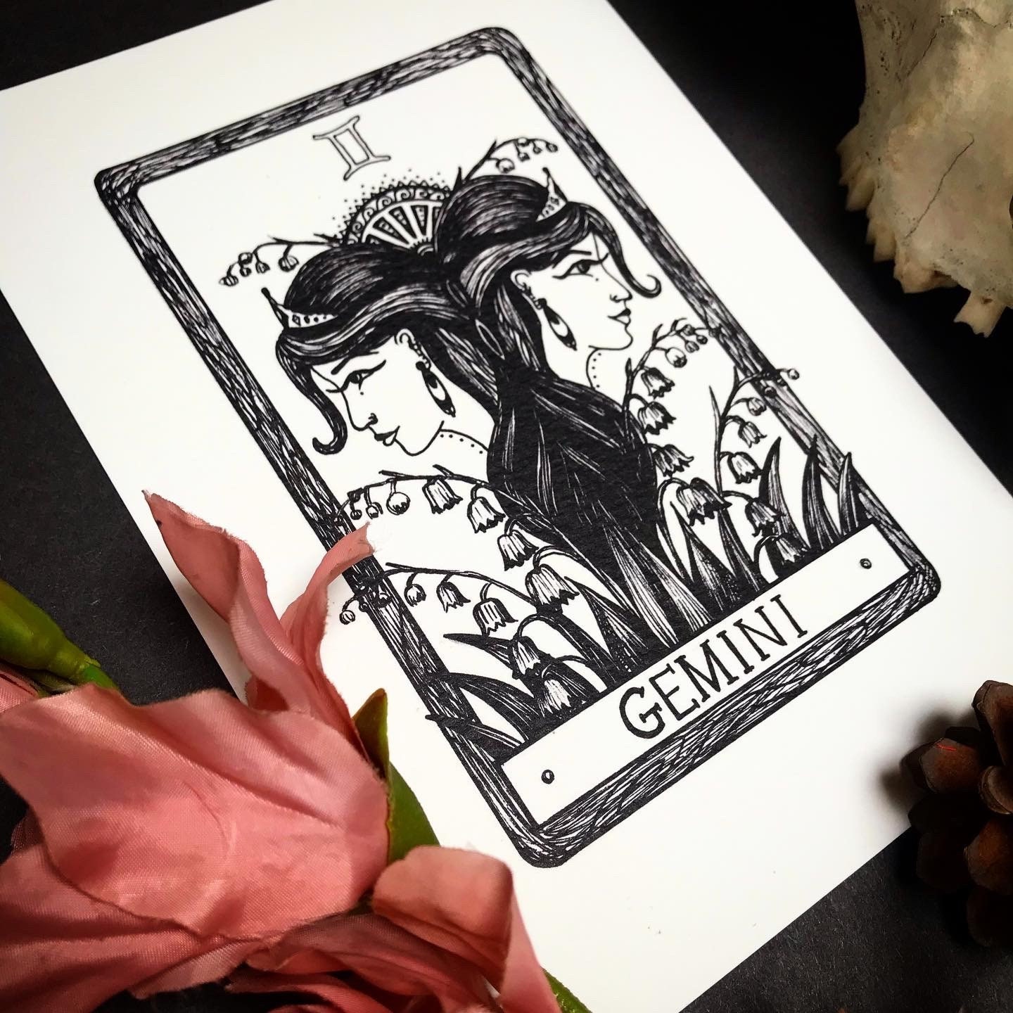 GEMINI Zodiac Tarot Card A5 Art Print Only Celestial Astronomy