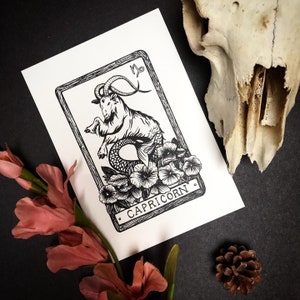 Carte de tarot du zodiaque CAPRICORNE, impression d'art A5 uniquement, décoration murale bohème pour l'astronomie céleste