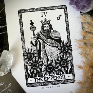 lV EL EMPERADOR Carta del Tarot A5 Impresión artística Solo Arcanos mayores Astronomía celestial Decoración de pared bohemia