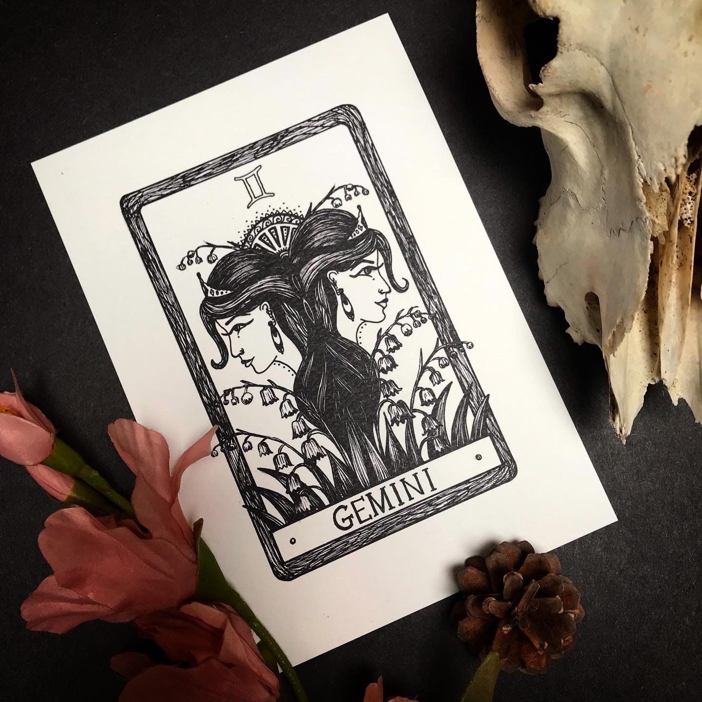 GEMINI Zodiac Tarot Card A5 Art Print Only Celestial Astronomy