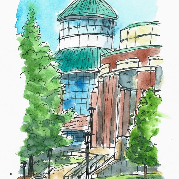 5x7 Appalachian State University Library - Boone NC - giclee print - Appalachian mountain scene