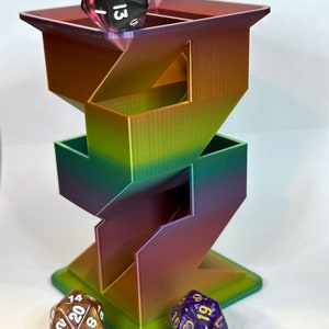 Rainbow Compact Dice Tower (3D Printed)