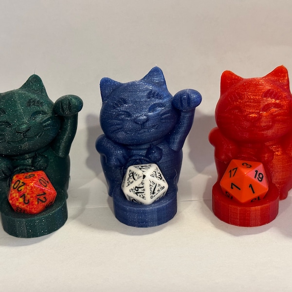 Lucky Cat d20 Holder (3D Printed)