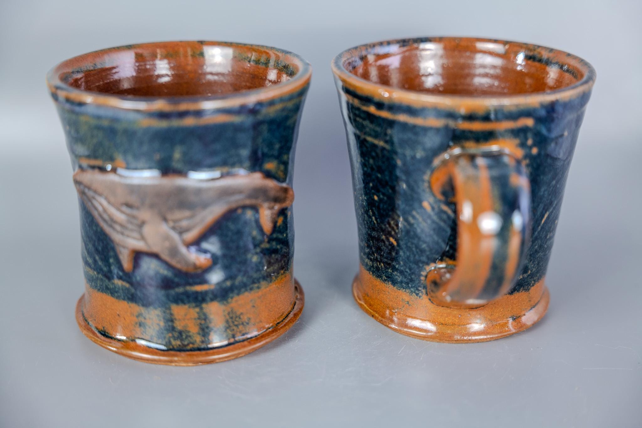 18 oz Whale Stoneware mug, handmade
