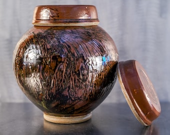 Onggi pot, 1 gal, handmade stoneware