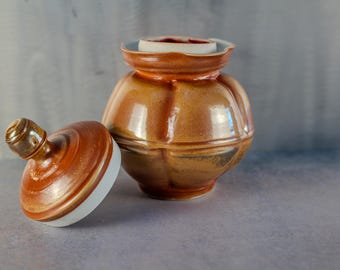 Fermentation crock, 1/2 gallon, handmade porcelain, shino glaze