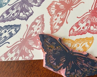 Butterfly Block Print Stamp Set - Retro Vintage Style