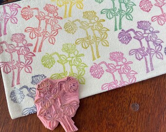 Custom Carved Clover Stamp for DIY Block Printing Crafts