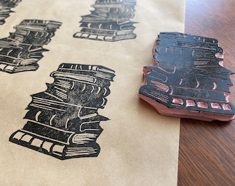 Handmade Book Stamp - Ideal for Block Printing Projects and Bookworms