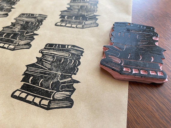 Handmade Book Stamp - Ideal for Block Printing Projects and Bookworms